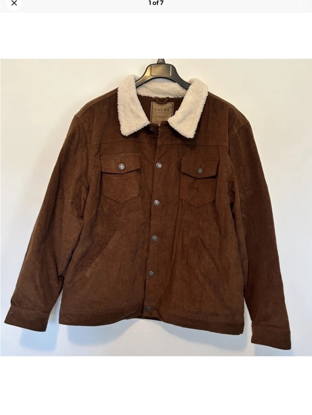 Jachs New York jacket * men's 2XL * dark khaki corduroy sherpa collar * VGUC
